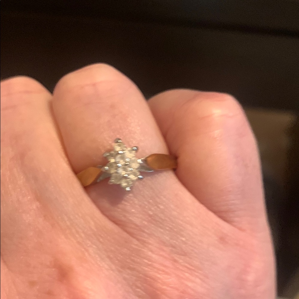 Source Unknown Gold and Silver Rings with Sparkling Diamonds Size 6 band